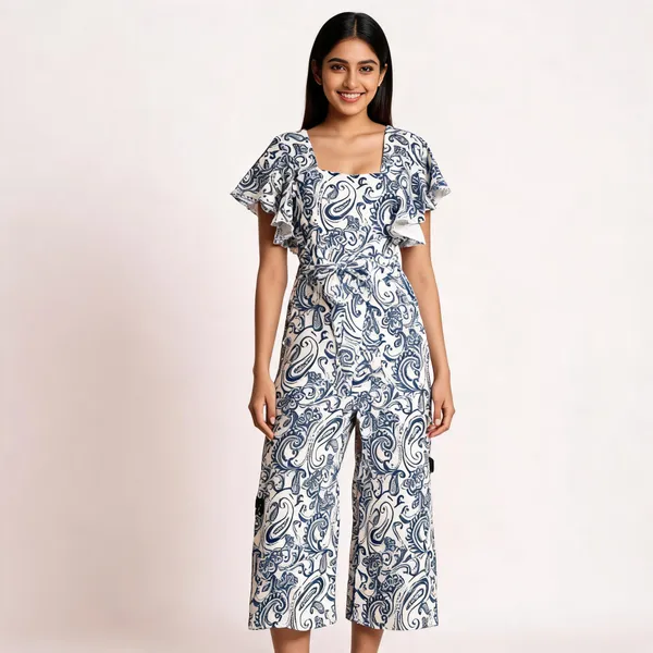 White_Rayon_Short_Sleeve_Wide_Leg_Jumpsuit_For_Women