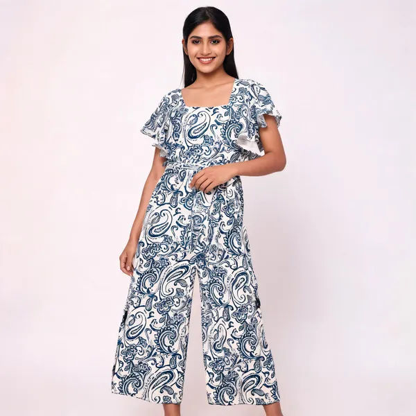 White_Rayon_Short_Sleeve_Wide_Leg_Jumpsuit_For_Women