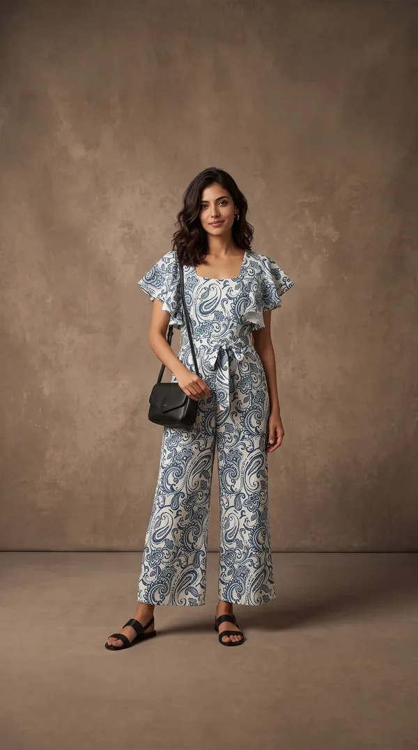 White_Rayon_Short_Sleeve_Wide_Leg_Jumpsuit_For_Women