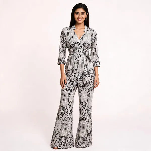 Black_White_Muslin_Flared_Paisley_Print_Jumpsuit_For_Women