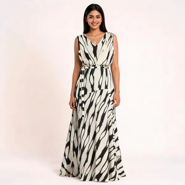 Black_White_Cotton_Sleeveless_Abstract_Print_Maxi_Dress_For_Women