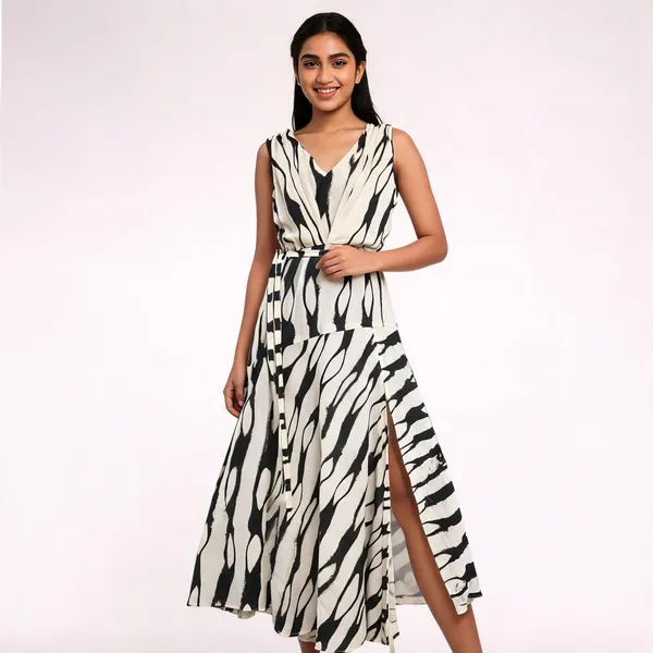 Black_White_Cotton_Sleeveless_Abstract_Print_Maxi_Dress_For_Women