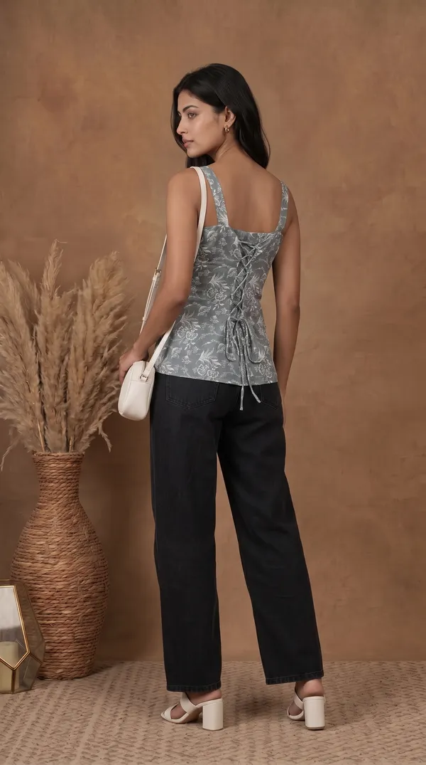 Grey_Muslin_Sleeveless_Floral_Print_Dress_For_Women
