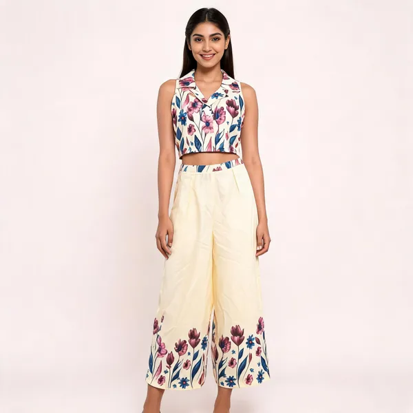 Cream_Rayon_Cotton_Sleeveless_Floral_Print_Co_Ord_Set_For_Women