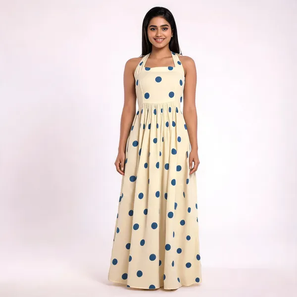 Cream_Blue_Muslin_Halter_Neck_Polka_Dot_Maxi_Dress_For_Women