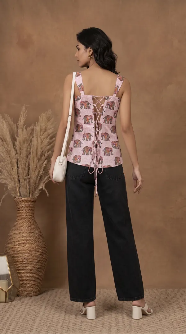 Pink_Muslin_Sleeveless_Elephant_Print_Top_For_Women