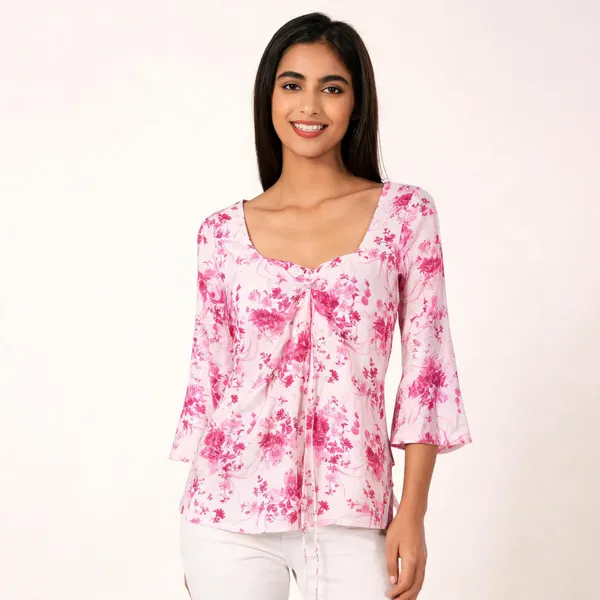 Pink_White_Muslin_Long_Sleeve_Floral_Print_Top_For_Women