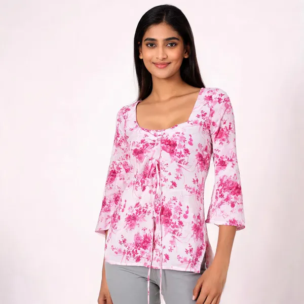 Pink_White_Muslin_Long_Sleeve_Floral_Print_Top_For_Women