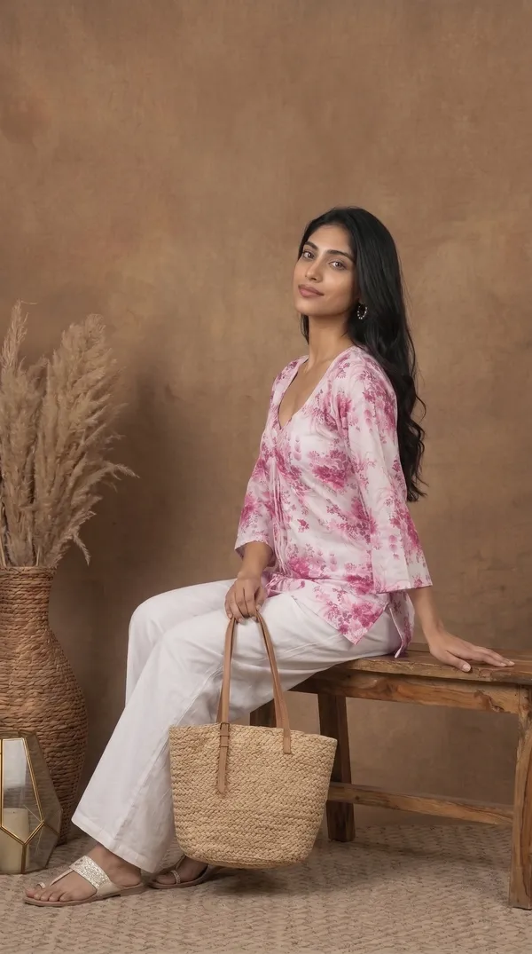 Pink_White_Muslin_Long_Sleeve_Floral_Print_Top_For_Women