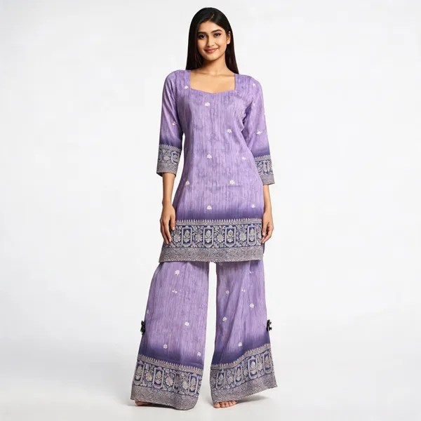 Lavender_Linen_Cotton_Floral_Print_Kurta_Palazzo_Set_For_Women