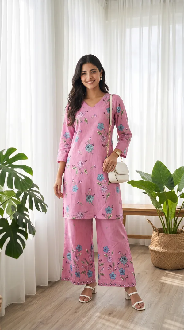 Pink_Rayon_Cotton_Floral_Print_Kurta_Palazzo_Set_For_Women