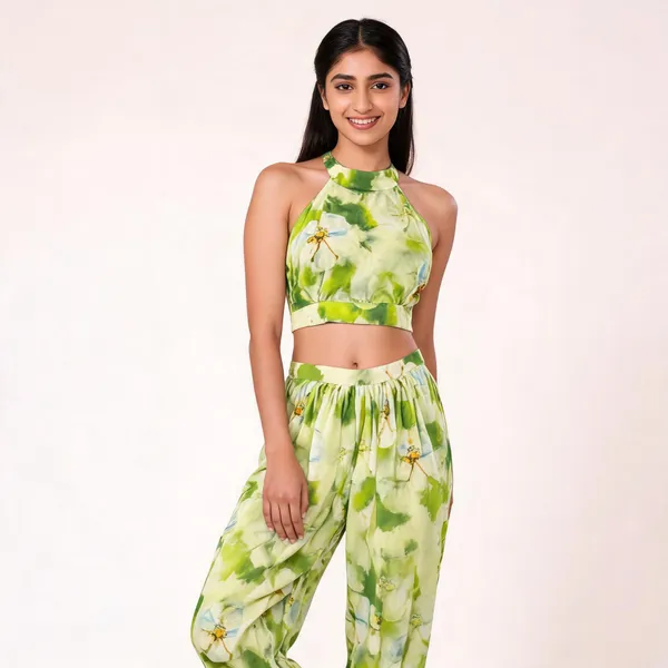 Green_Muslin_Floral_Print_Crop_Top_Jogger_Set_For_Women