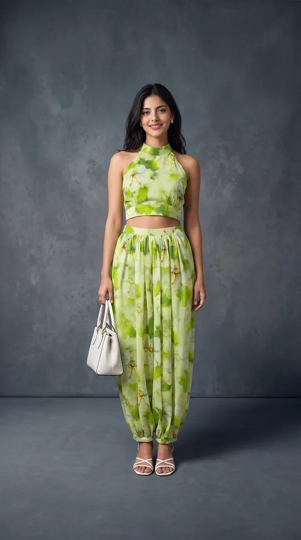 Green_Muslin_Floral_Print_Crop_Top_Jogger_Set_For_Women