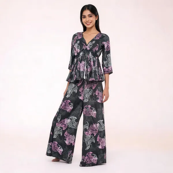 Black_Muslin_Relaxed_Fit_Kurta_Palazzo_Set_For_Women