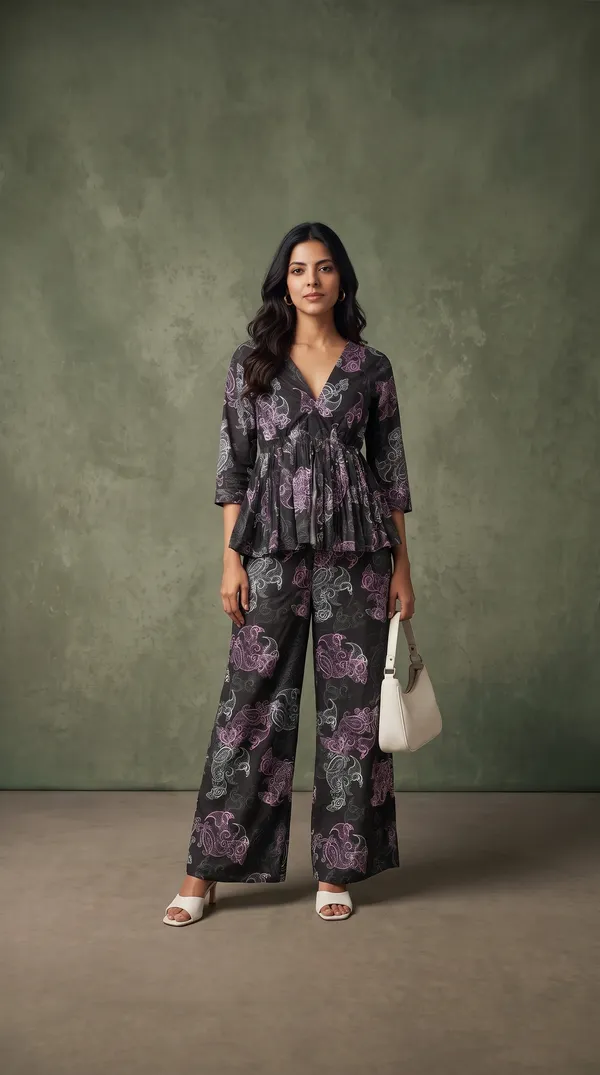 Black_Muslin_Relaxed_Fit_Kurta_Palazzo_Set_For_Women