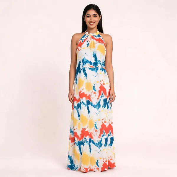 Multicolor_Muslin_Tie_Dye_Halter_Neck_Maxi_Dress_For_Women