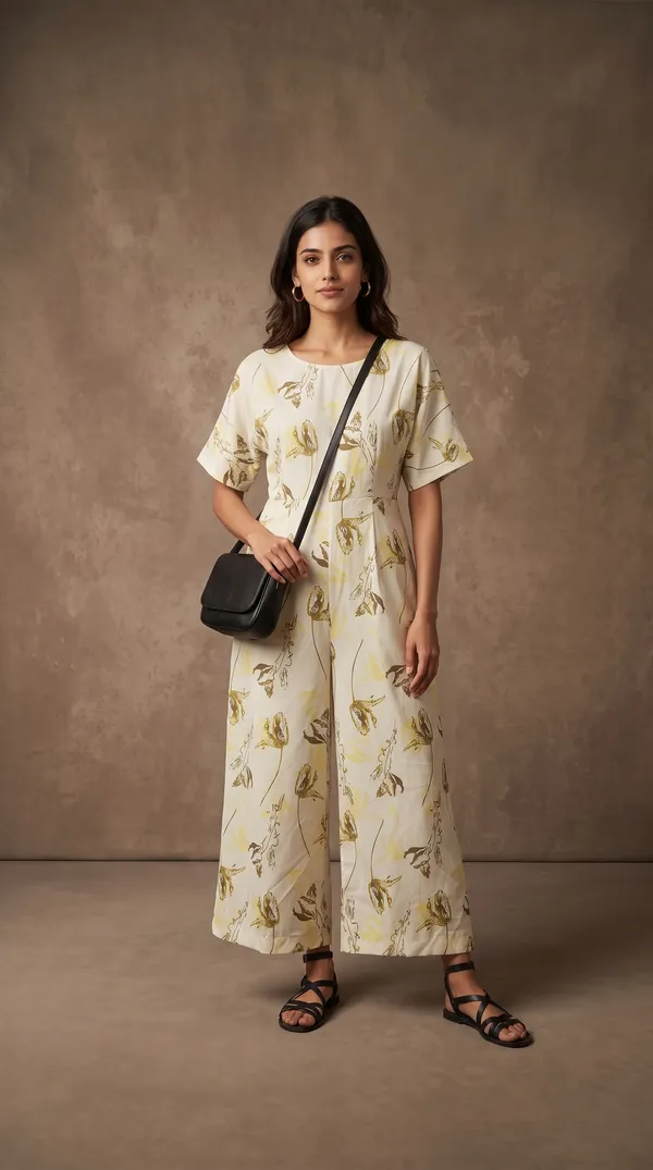 White_Rayon_Short_Sleeve_Floral_Print_Jumpsuit_For_Women