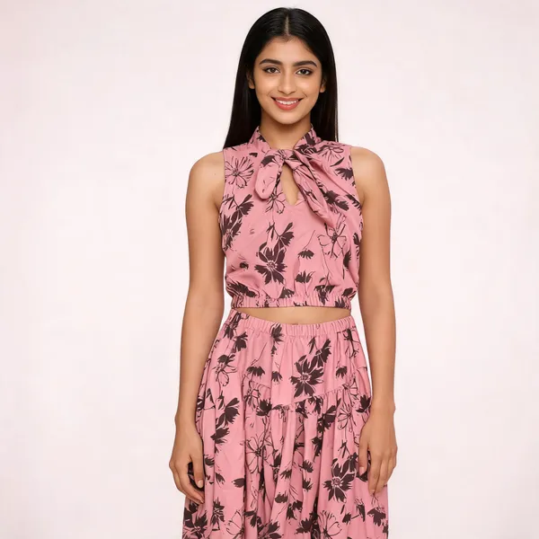 Pink_Rayon_Cotton_Floral_Print_Crop_Top_And_Harem_Pants_Set_For_Women