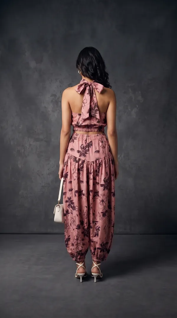 Pink_Rayon_Cotton_Floral_Print_Crop_Top_And_Harem_Pants_Set_For_Women