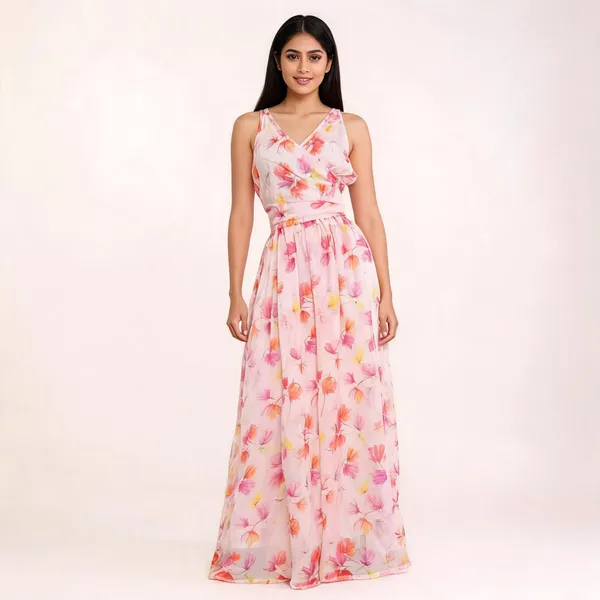 Light_Pink_Viscose_Sleeveless_Floral_Print_Maxi_Dress_For_Girls