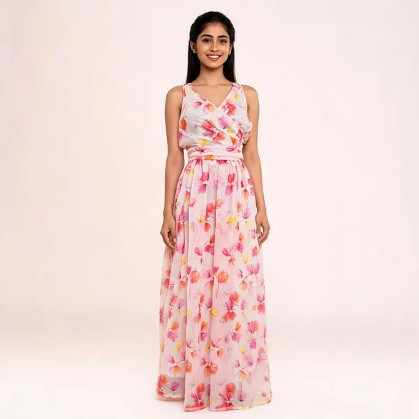 Light_Pink_Viscose_Sleeveless_Floral_Print_Maxi_Dress_For_Girls