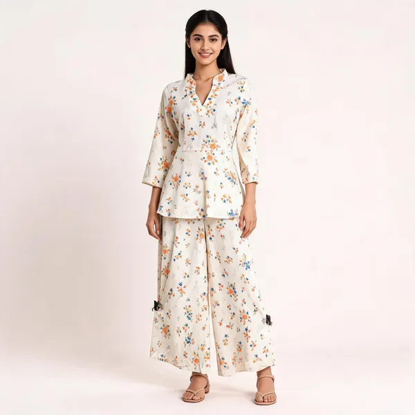 White_Rayon_Peplum_Floral_Print_Co_Ord_Set_For_Women