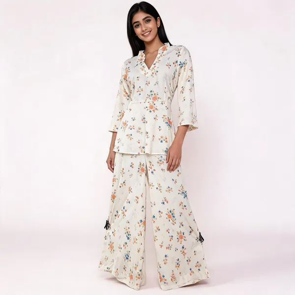 White_Rayon_Peplum_Floral_Print_Co_Ord_Set_For_Women
