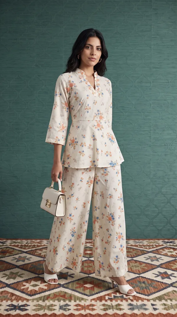 White_Rayon_Peplum_Floral_Print_Co_Ord_Set_For_Women