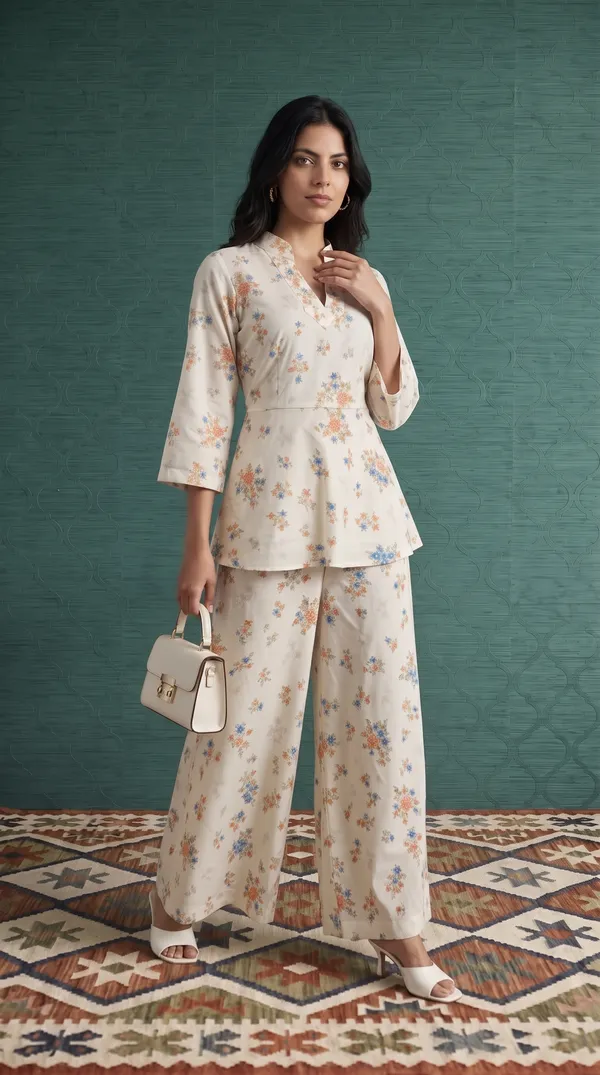 White_Rayon_Peplum_Floral_Print_Co_Ord_Set_For_Women