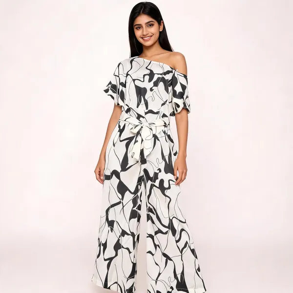 Black_White_Cotton_Wide_Leg_Printed_Jumpsuit_For_Women