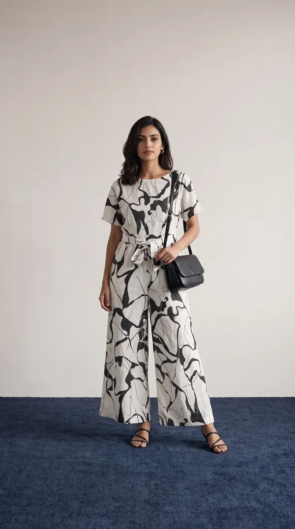 Black_White_Cotton_Wide_Leg_Printed_Jumpsuit_For_Women