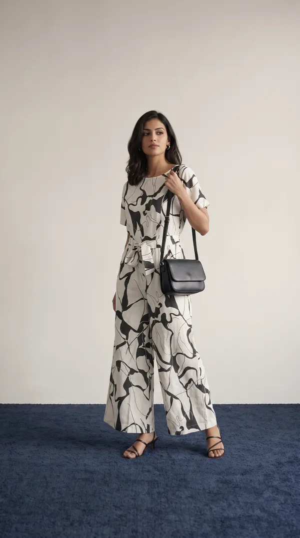 Black_White_Cotton_Wide_Leg_Printed_Jumpsuit_For_Women