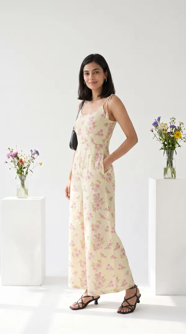 Light_Green_Linen_Cotton_Sleeveless_Floral_Print_Jumpsuit_For_Women