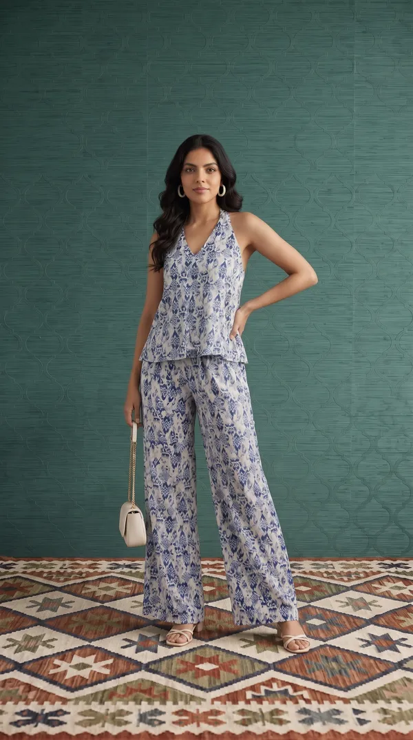 Blue_Linen_Cotton_Floral_Print_Wide_Leg_Co_Ord_Set_For_Women