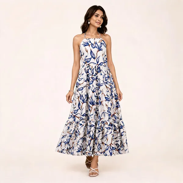 White_Rayon_Cotton_Floral_Print_Flared_Maxi_Dress_For_Women