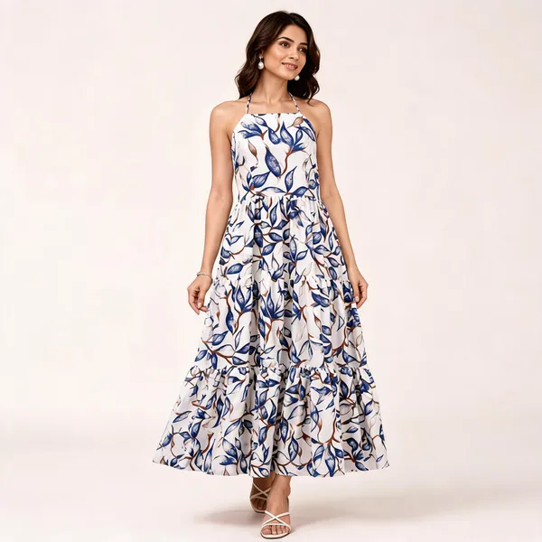 White_Rayon_Cotton_Floral_Print_Flared_Maxi_Dress_For_Women