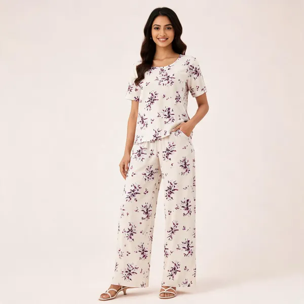 White_Linen_Cotton_Floral_Print_Relaxed_Fit_Lounge_Set_For_Women