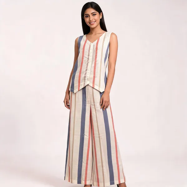 Multicolour_Linen_Cotton_Striped_Sleeveless_Jumpsuit_For_Women