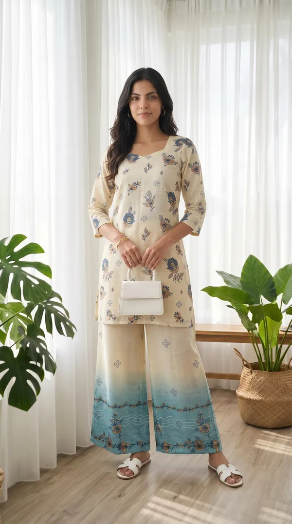 Cream_Linen_Cotton_Floral_Print_Straight_Kurta_Palazzo_Set_For_Women