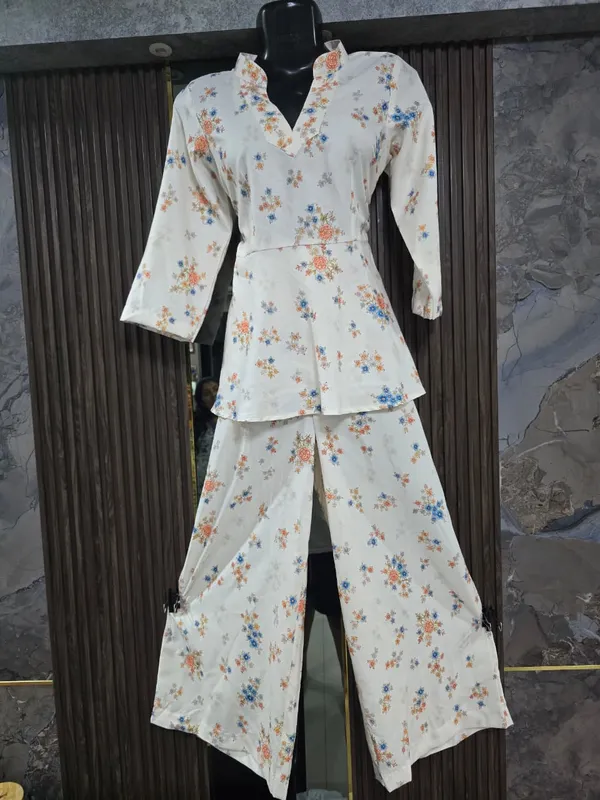 White_Floral_Print_Peplum_Co_Ord_Set_for_Women
