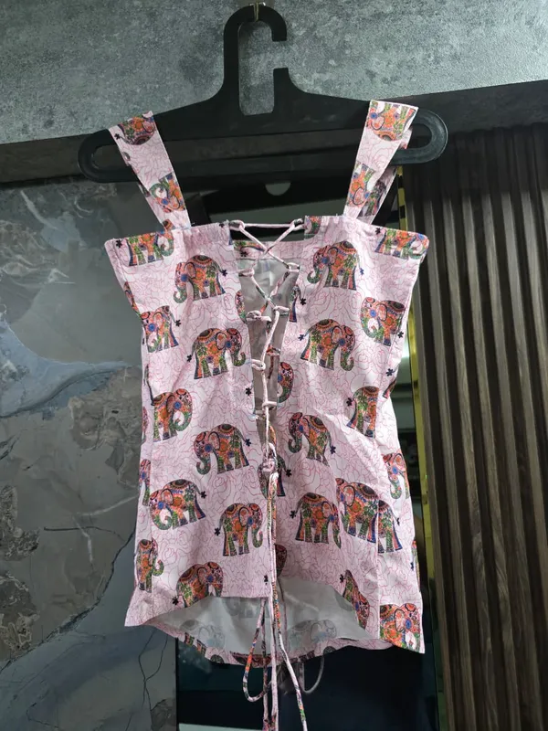 Pink_Elephant_Print_Sleeveless_Romper_for_Girls