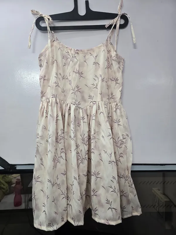 Cream_Floral_Print_Strappy_Dress_for_Girls