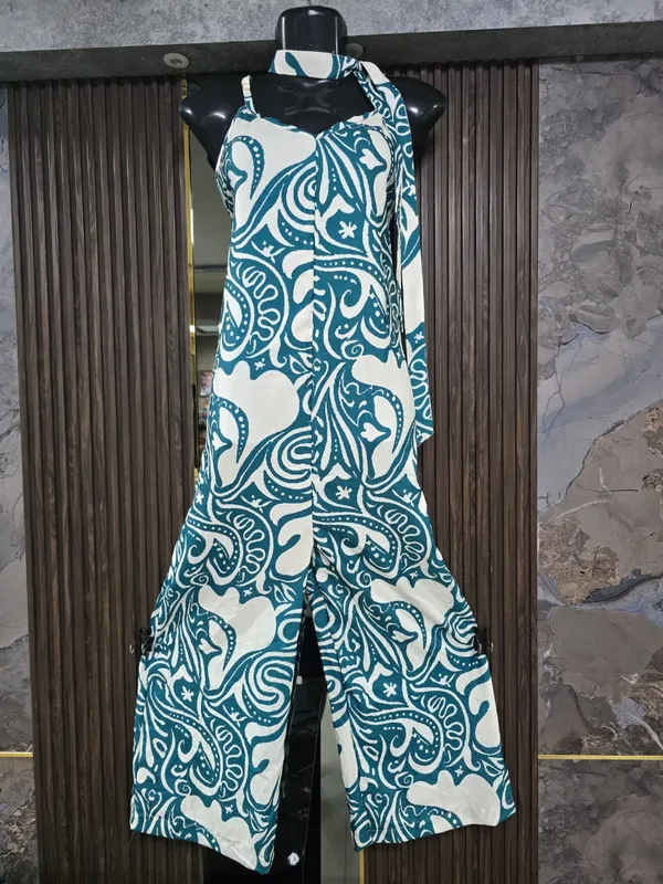 Teal_Printed_Wide_Leg_Jumpsuit_for_Women