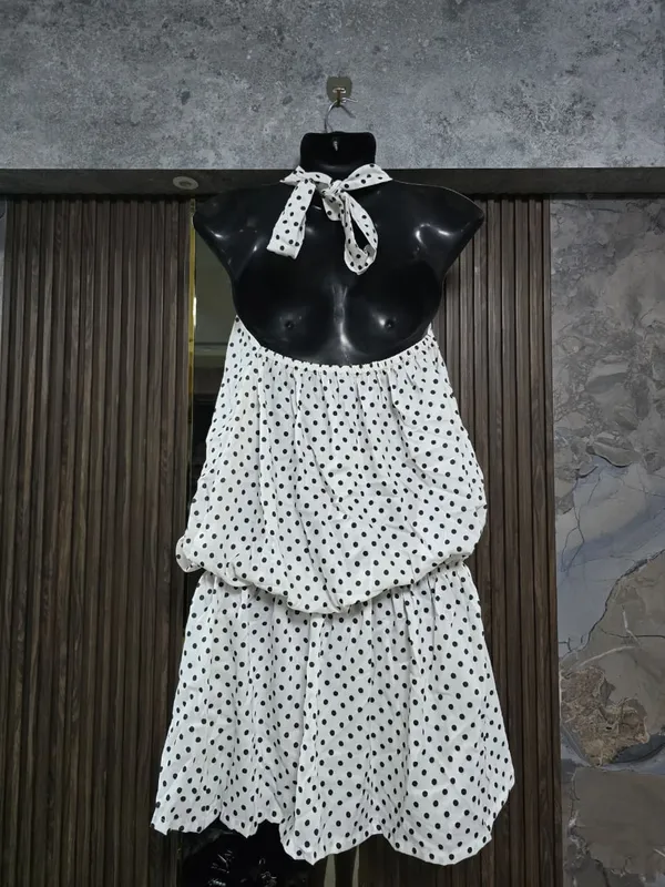 White_Polka_Dot_Halter_Neck_Dress_for_Women