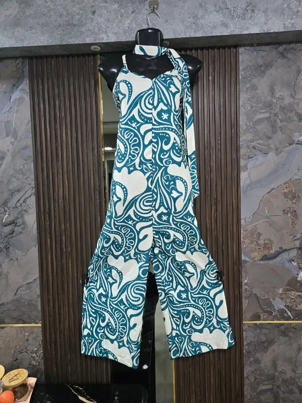 Teal_Printed_Wide_Leg_Jumpsuit_for_Women