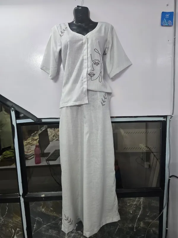 White_Textured_Relaxed_Fit_Co-Ord_Set_for_Women
