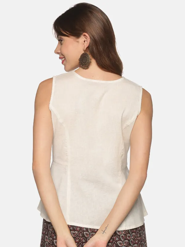 Natural_Cotton_Flax_Panelled_A-Line_Top_with_Button-Down_Placket