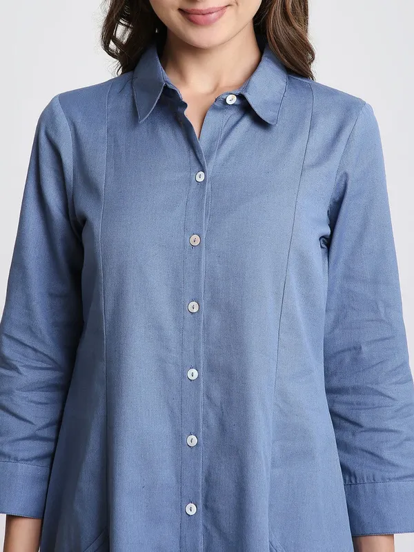 Blue_Solid_Midi_Shirt_Dress_with_Pockets