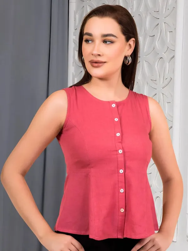 Brink_Pink_Solid_Button-Down_Peplum_Top