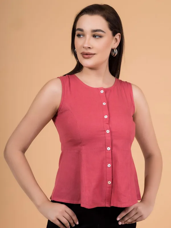 Brink_Pink_Solid_Button-Down_Peplum_Top